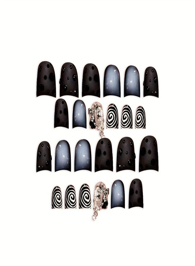 QQPPOLIU 3D Short Press on Nails Square Fake Nails with Rhinestones and Butterfly Design Multi-Color False Nails - Image 3
