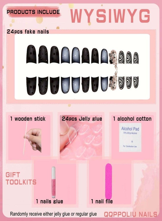 QQPPOLIU 3D Short Press on Nails Square Fake Nails with Rhinestones and Butterfly Design Multi-Color False Nails - Image 4