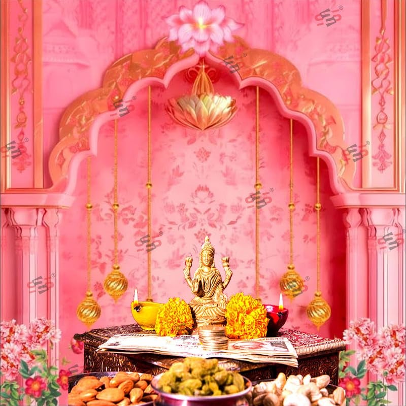 S2S قماش خلفية قوس وردي لتزيين البوجا التقليدي، قماش تزيين خلفية | قماش ستارة للمهرجانات والفعاليات والمناسبات - (5 × 5 قدم) (قوس وردي) - Image 4