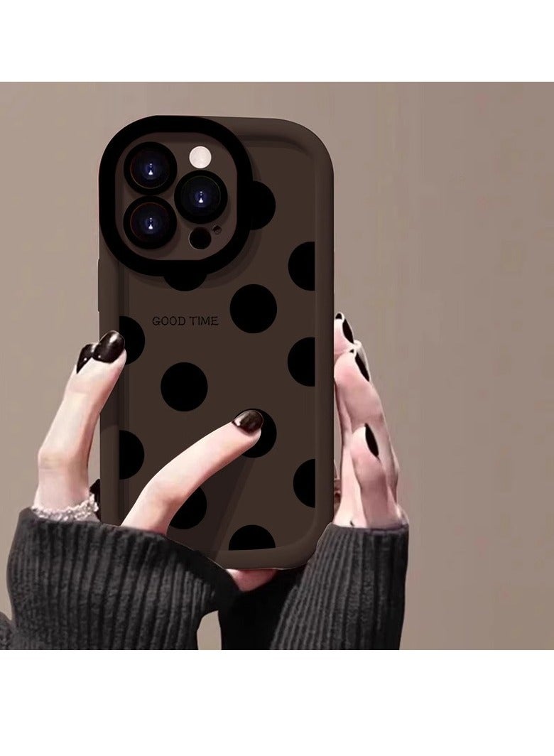 NIBEMINENT Minimal Black Spot Protective TPU Case Cover For iPhone 15, Coffee Color