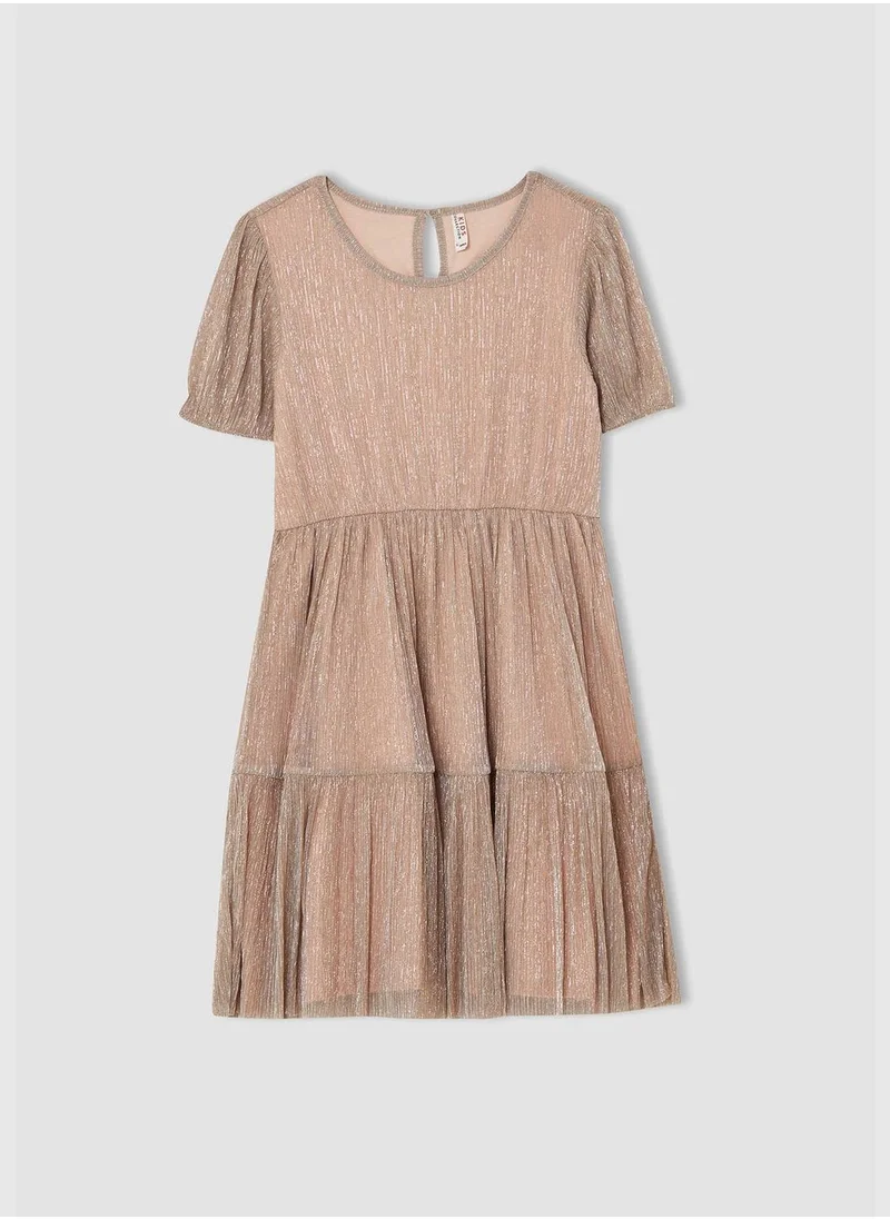 DeFacto New Year Short Sleeve Pleated Mini Dress