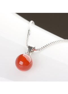 Generic Elegant Silver-Plated Agate Pendant Necklace Red Agate/no chain (white copper plated White Gold) 