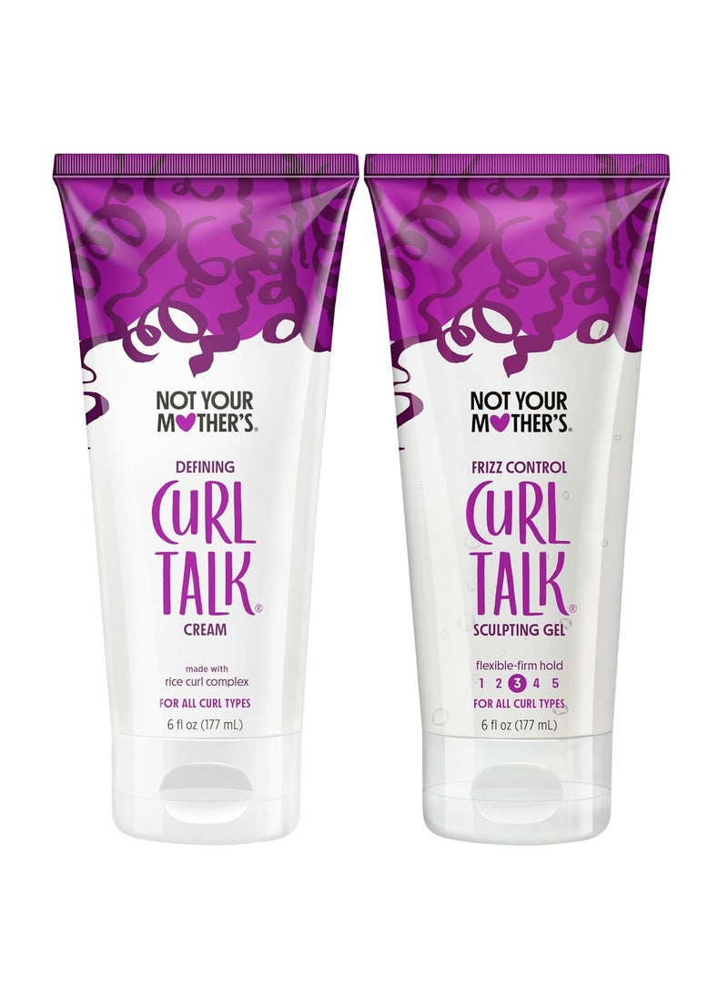 Not Your Mother's Not Your Mother's Curl Talk Frizz Control Sculpting Gel & Defining Cream (2-Pack) - 6 fl oz - Formulated with Rice Curl Complex - All Curly Hair Types 
