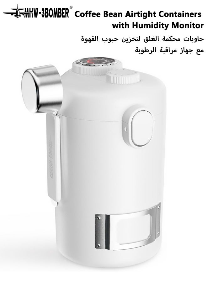 ام اتش دابيلو - ثري بومبار حافظة قهوة بسعة 600 مل، حاوية محكمة الإغلاق لحبوب القهوة مع جهاز مراقبة الرطوبة، تخزين حبوب القهوة مع متتبع للتاريخ ومغرفة مغناطيسية بسعة 30 مل، مزودة بصمام تفريغ أحادي الاتجاه. - Image 1