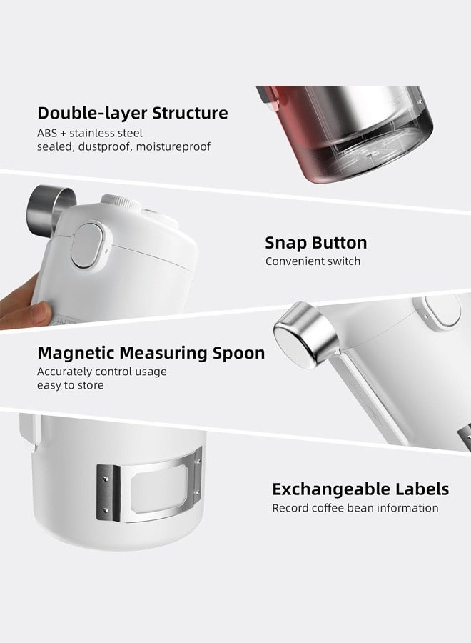 ام اتش دابيلو - ثري بومبار حافظة قهوة بسعة 600 مل، حاوية محكمة الإغلاق لحبوب القهوة مع جهاز مراقبة الرطوبة، تخزين حبوب القهوة مع متتبع للتاريخ ومغرفة مغناطيسية بسعة 30 مل، مزودة بصمام تفريغ أحادي الاتجاه. - Image 4