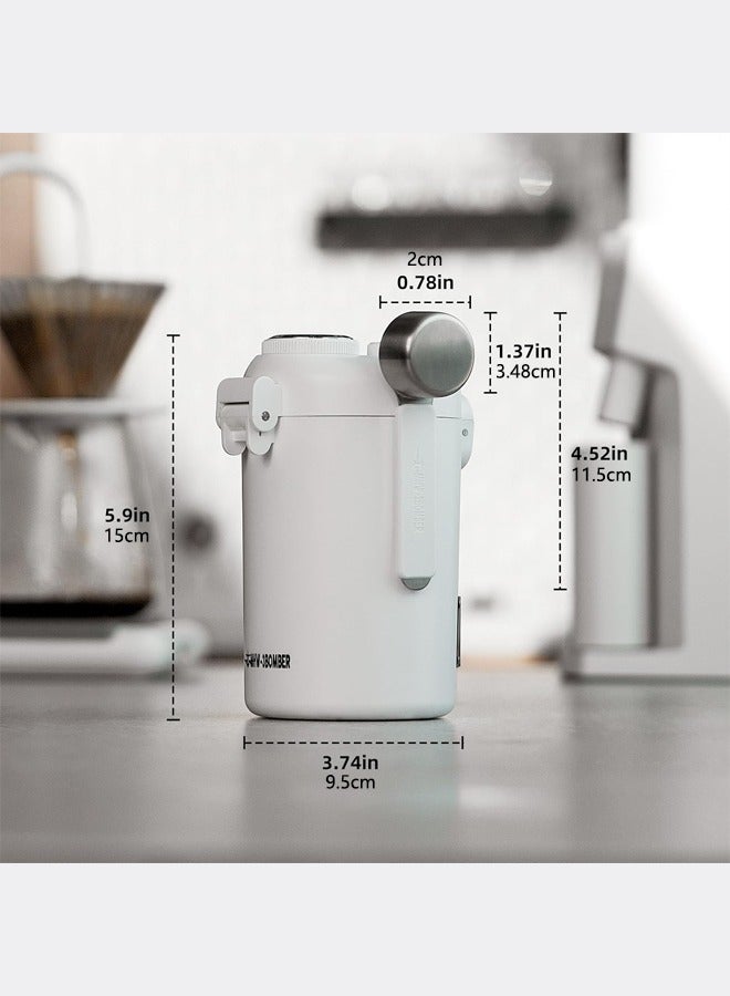 ام اتش دابيلو - ثري بومبار حافظة قهوة بسعة 600 مل، حاوية محكمة الإغلاق لحبوب القهوة مع جهاز مراقبة الرطوبة، تخزين حبوب القهوة مع متتبع للتاريخ ومغرفة مغناطيسية بسعة 30 مل، مزودة بصمام تفريغ أحادي الاتجاه. - Image 5