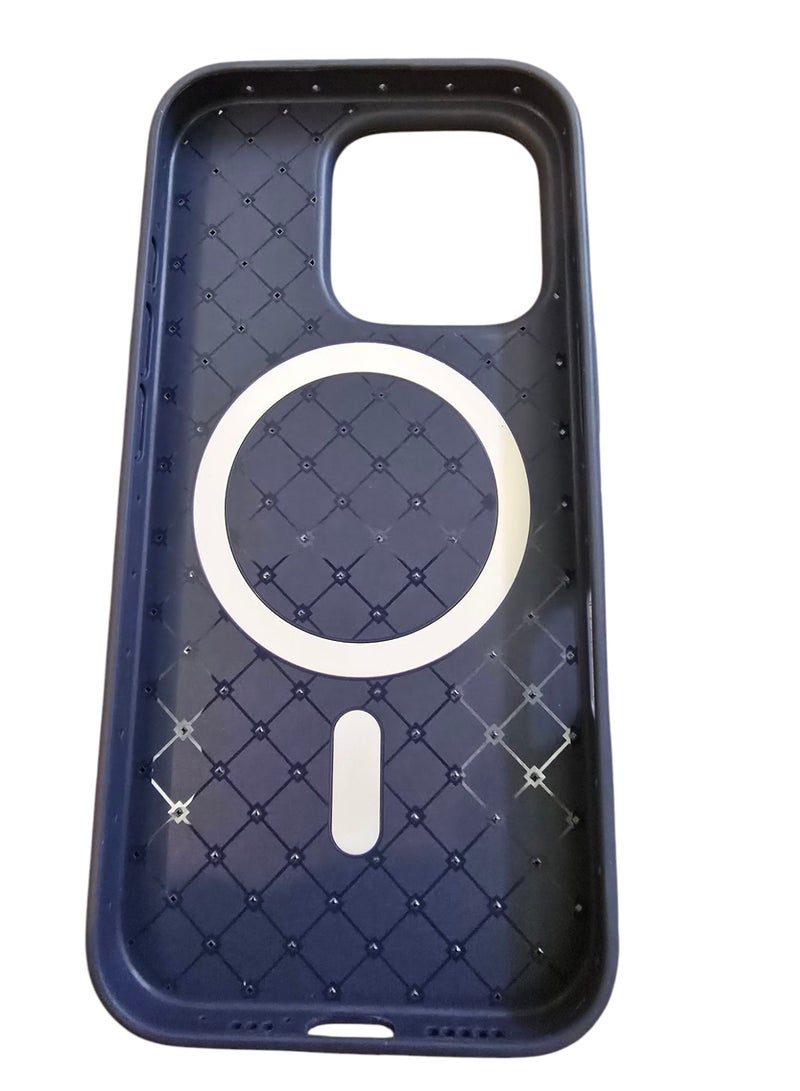 جراب لهاتف 16برو ، مصنوع من نسيج كامل، ملمس الجلد، أداة مبتكرة تجمع بين الحماية القصوى والتصميم الأنيق، باستخدام مواد عالية الجودة وتقنيات متقدمة، اللون: (أزرق) - Image 3