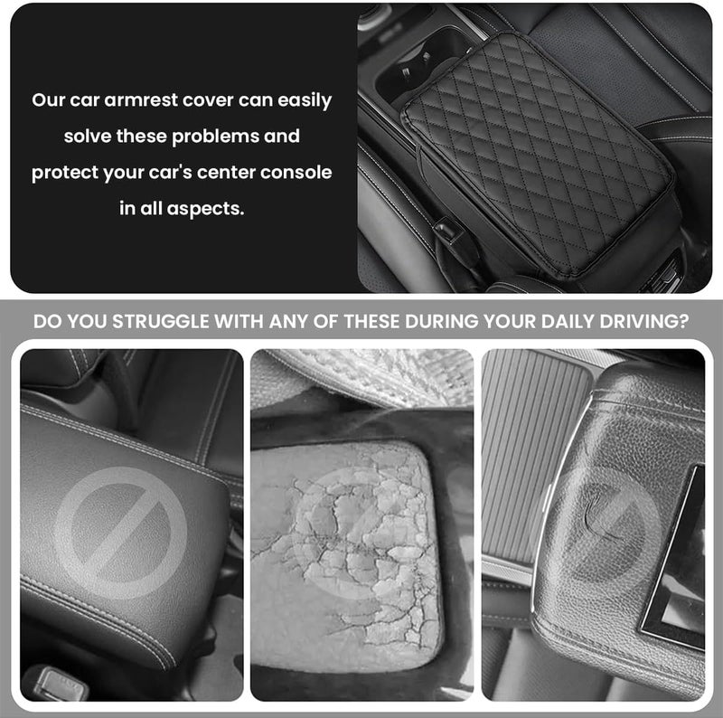 Hannea Upgraded Car Armrest Durable & Comfortable, Armrest Cushion Pad for Car Microfiber Leather Car Armrest Cushion with Storage Pouches, Car Arm Rest Universal Fit for SUVs & Cars, 20x30.8CM - Image 5