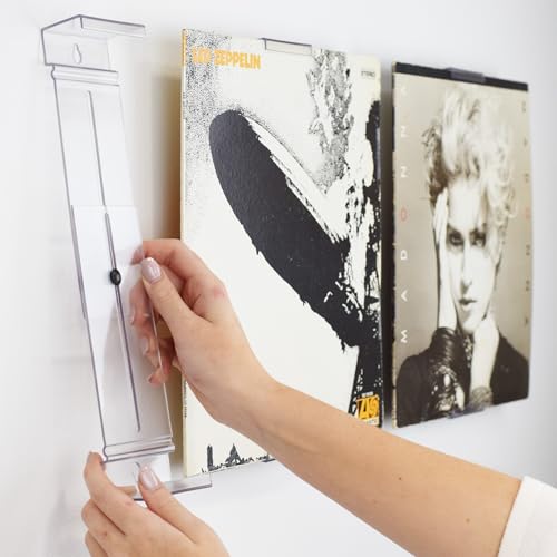 CollectorMount Album Mount 1 Pack Wall Mount Album Frame Brackets or Shelf Stand, Adjustable, Clear to display Vinyl Records - Image 1
