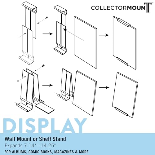 CollectorMount Album Mount 1 Pack Wall Mount Album Frame Brackets or Shelf Stand, Adjustable, Clear to display Vinyl Records - Image 3