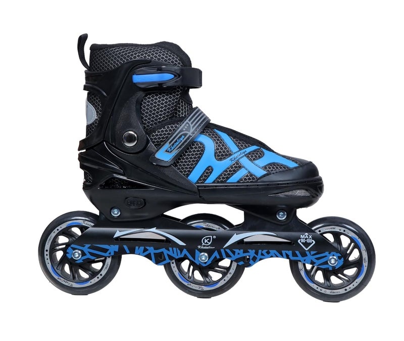 Lefan 100mm 3 Wheel Adjustable Inline Skates for Kids to Adults, Triskates for Children, Skating Shoes- Roller Skate Shoes, PU Speedy Wheels with ABEC-7 Bearings (Blue, Large) - Image 3