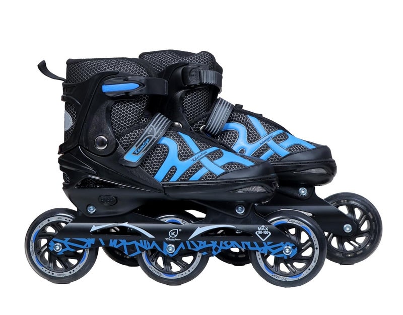 Lefan 100mm 3 Wheel Adjustable Inline Skates for Kids to Adults, Triskates for Children, Skating Shoes- Roller Skate Shoes, PU Speedy Wheels with ABEC-7 Bearings (Blue, Large) - Image 1