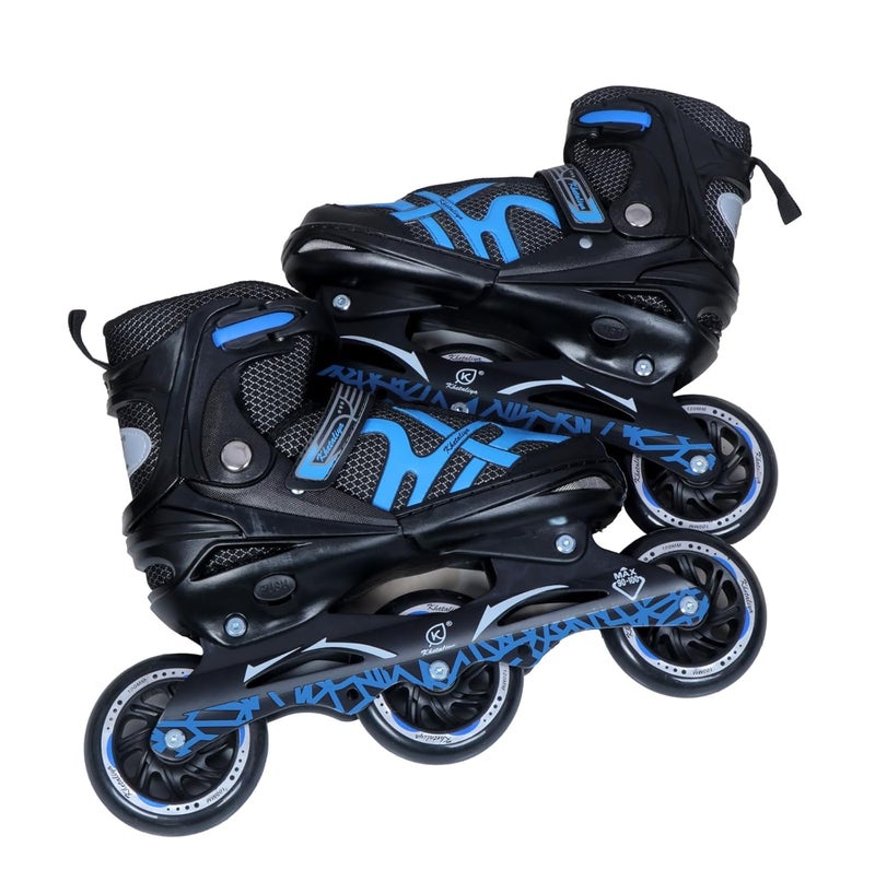 Lefan 100mm 3 Wheel Adjustable Inline Skates for Kids to Adults, Triskates for Children, Skating Shoes- Roller Skate Shoes, PU Speedy Wheels with ABEC-7 Bearings (Blue, Large) - Image 4