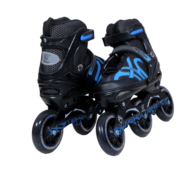 Lefan 100mm 3 Wheel Adjustable Inline Skates for Kids to Adults, Triskates for Children, Skating Shoes- Roller Skate Shoes, PU Speedy Wheels with ABEC-7 Bearings (Blue, Large) - Image 2