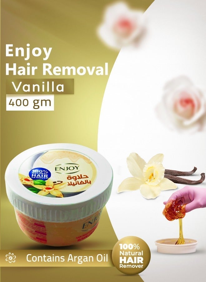 ENJOY Hair Remover Paste with Vanilla – 400g | 100% Natural Sugar Wax | Gentle & Nourishing Hair Removal | Smooth & Silky Skin | Long-Lasting Results | Enriched with Natural Vanilla Extract - Image 4