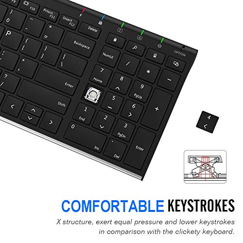 Arteck USB Wireless Keyboard Stainless Steel Ultra Slim Keyboard with Numeric Keypad for Computer/PC/Laptop and Windows 11/10/8 Rechargeable Battery - Image 4