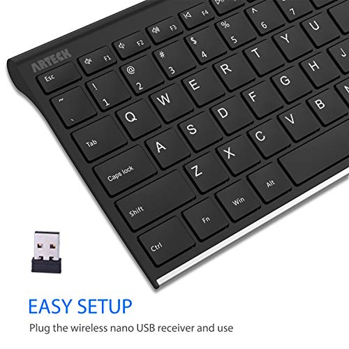 Arteck USB Wireless Keyboard Stainless Steel Ultra Slim Keyboard with Numeric Keypad for Computer/PC/Laptop and Windows 11/10/8 Rechargeable Battery - Image 3