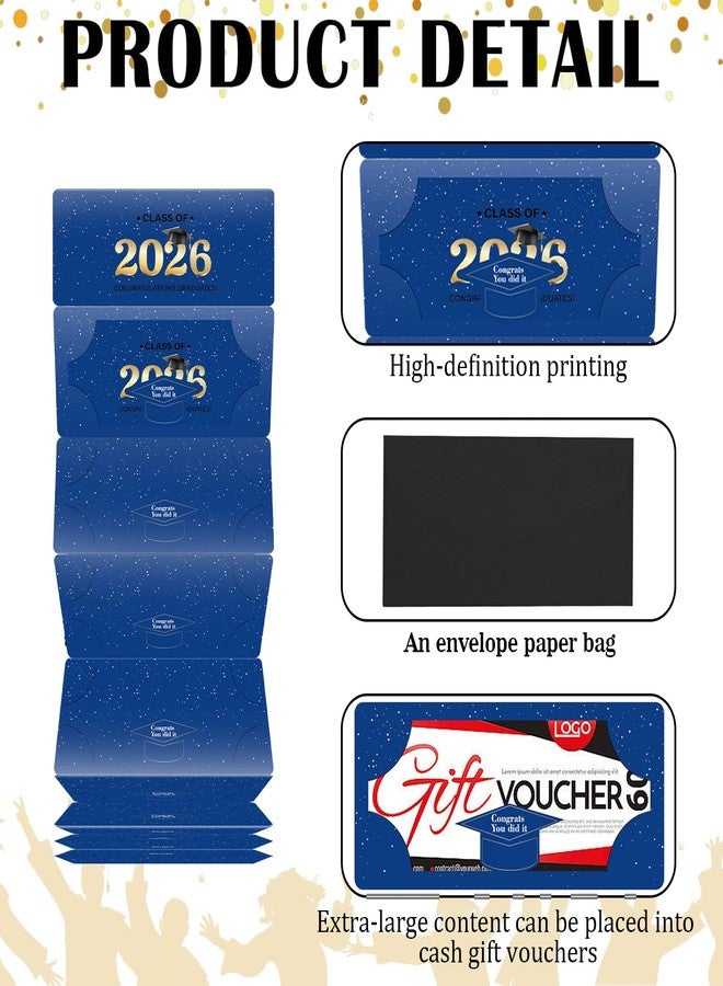 Linelglobal 2026 Graduation Money Holder for Cash Gift Envelope with Wish Card for Men High School College Congrat Grad - Blue and Gold Design - Image 3
