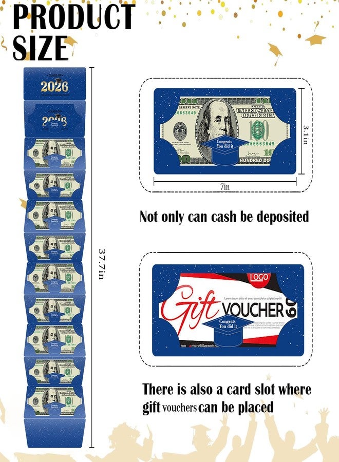 Linelglobal 2026 Graduation Money Holder for Cash Gift Envelope with Wish Card for Men High School College Congrat Grad - Blue and Gold Design - Image 2