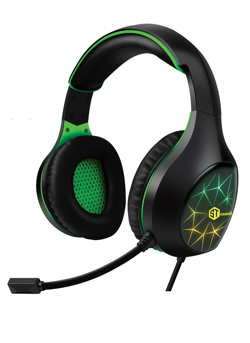 Standard GM-3502LG Standard Gaming Headphones (3.5mm) Surround Sound - Flexible Unbreakable Volume Control Microphone Surround Sound 2-Jack to 1-Jack (gift)- Adapter for ps4 - mobile -Use  RGB lights  - Image 3