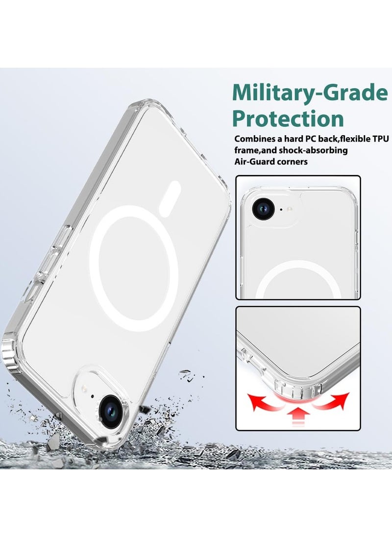 Magnetic Case Cover for iPhone 16e, Compatible with MagSafe,Anti-Yellowing Crystal Clear Shockproof Protection Back Cover, Ultra Slim Strong Magnet Phone Shell Case for iPhone 16e  - Image 3