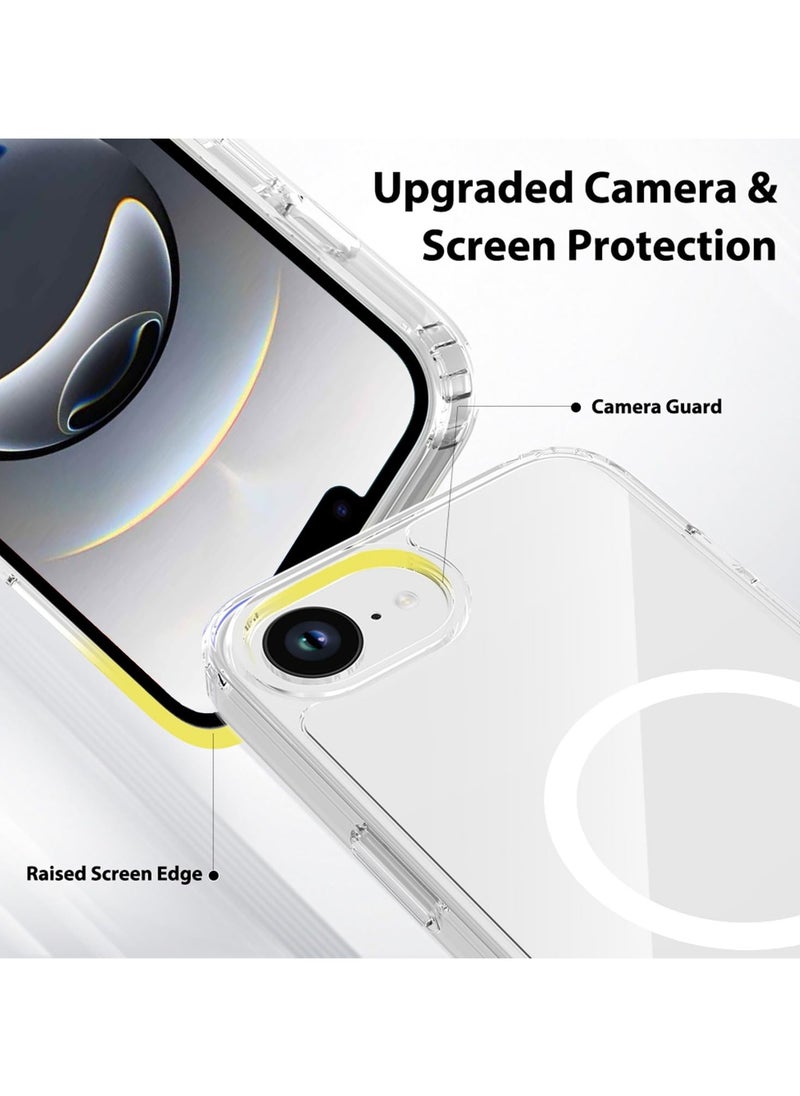 Magnetic Case Cover for iPhone 16e, Compatible with MagSafe,Anti-Yellowing Crystal Clear Shockproof Protection Back Cover, Ultra Slim Strong Magnet Phone Shell Case for iPhone 16e  - Image 4