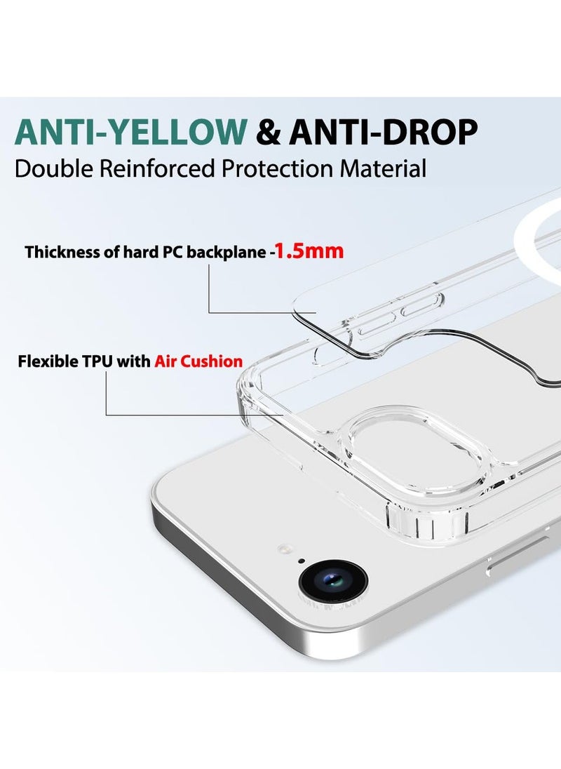 Magnetic Case Cover for iPhone 16e, Compatible with MagSafe,Anti-Yellowing Crystal Clear Shockproof Protection Back Cover, Ultra Slim Strong Magnet Phone Shell Case for iPhone 16e  - Image 5