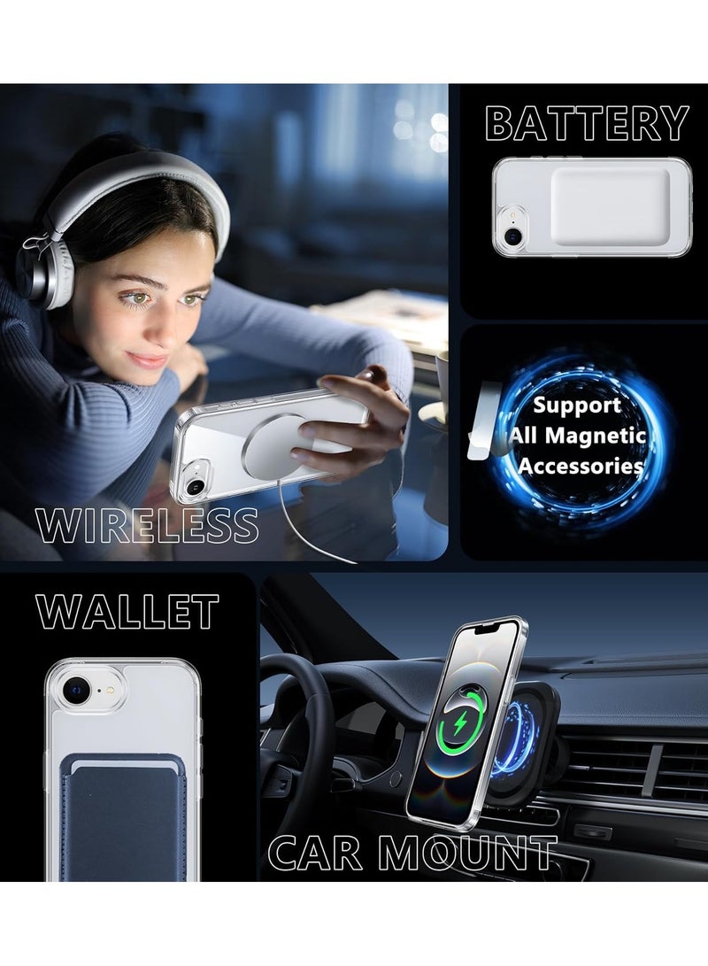 Magnetic Case Cover for iPhone 16e, Compatible with MagSafe,Anti-Yellowing Crystal Clear Shockproof Protection Back Cover, Ultra Slim Strong Magnet Phone Shell Case for iPhone 16e - Image 4