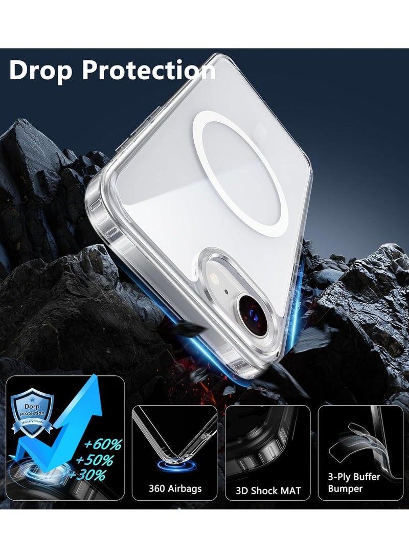 Magnetic Case Cover for iPhone 16e/17e, Compatible with MagSafe,Anti-Yellowing Crystal Clear Shockproof Protection Back Cover, Ultra Slim Strong Magnet Phone Shell Case for iPhone 16e/17e - Image 4