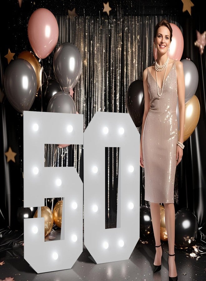 imprsv Marquee Numbers Large 50th-Birthday Decorations: 3ft Light up Numbers 50 Balloon for Party Big 50 Year Old Women Men Birthday Decoration Anniversary Foam Board Wall Number 50 - Image 1