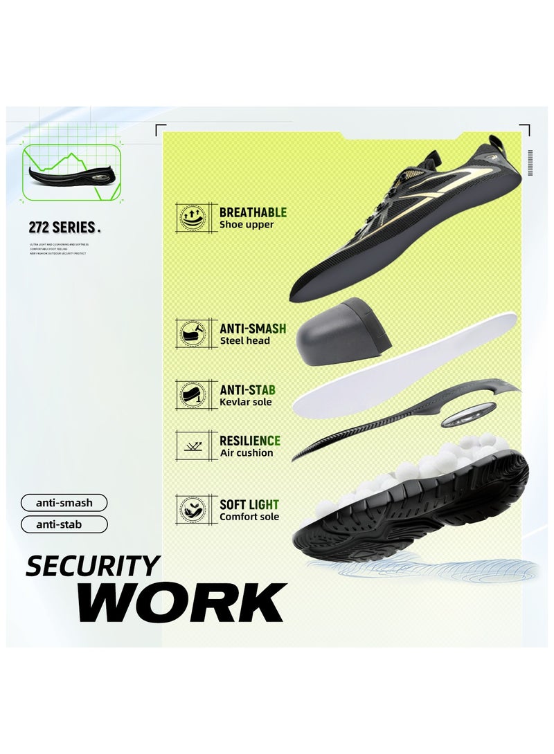 Men's and women's steel-toed safety shoes, hooded industrial safety sneakers, men's work shoes, breathable and comfortable non-slip industrial boots - Image 5