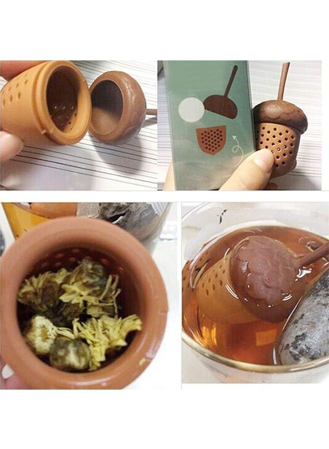 Pine Cones Tea Infuser Strainer, Reusable Lovely Silicone Loose Leaf Tea Filter, High Temperature Resistance Non Toxic Tea Infusers (Brown) - Image 4