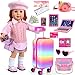 WONDOLL American 18inchDollClothes and Accessories GirlTravelSuitcase LuggageClothes and Shoes Bag Sunglasses Camera Passport Notebook Phone Pad Travel Gear Play Set FitNo Doll - Image 2