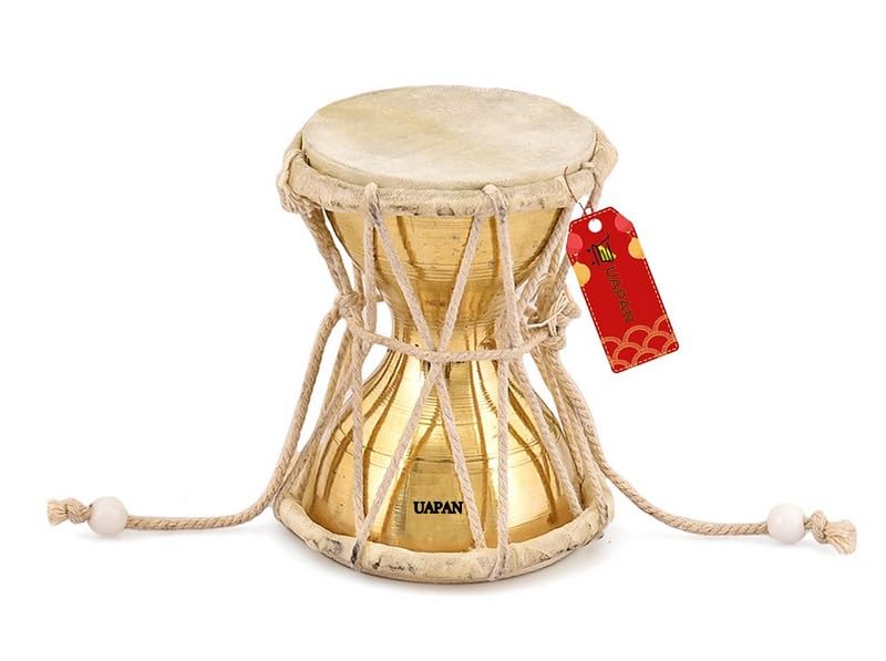 UAPAN Brass Damru Indian Musical Instrument/Pooja Articles/Home Decor & Kids Toys (4inch) - Image 4