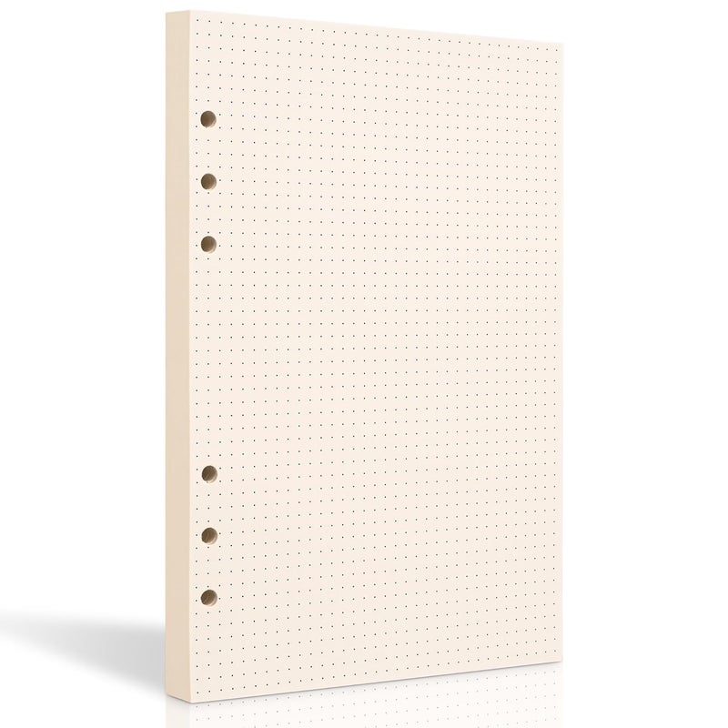 Tofun A5 Dot Grid Paper, 6 Hole Punched,A5 Dotted Refill Paper for Planner/Binders/Organizer, 8.3x5.6 Inch,80 Sheets,Beige,100GSM (1) - Image 1