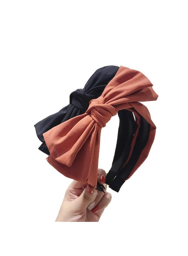 Wiwpar Knotted Bow Headbands For Women Fashion Cute Knot Headband Hair Bands Solid Bow Hair Accessories For Women Girls (Black) - Image 1