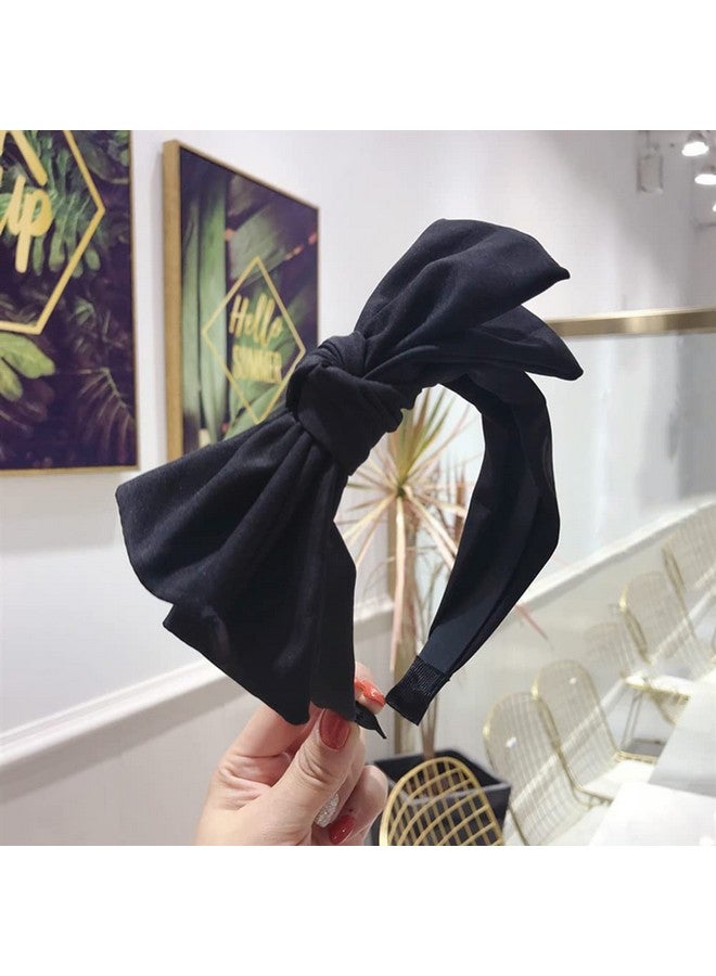 Wiwpar Knotted Bow Headbands For Women Fashion Cute Knot Headband Hair Bands Solid Bow Hair Accessories For Women Girls (Black) - Image 2