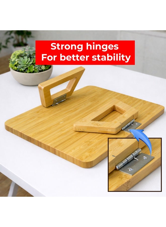 UKR Foldable Sofa Armrest Tray Table Bamboo Couch Arm Table with Secure Spiral Grip Space-Saving Sofa Side Table Alternative for Drinks, Snacks & Remotes Fits Arms Up to 14" Wide (33 x 24 cm) (Oak) - Image 5