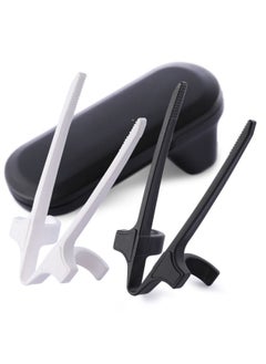 Multifunctional Snack Clip Not Dirty Hands Potato Chips Plastic Food Clip Kitchen Food Clip Small Clip To Eat Other-Color:Upgraded Black And White + Storage Box (2 Sets)