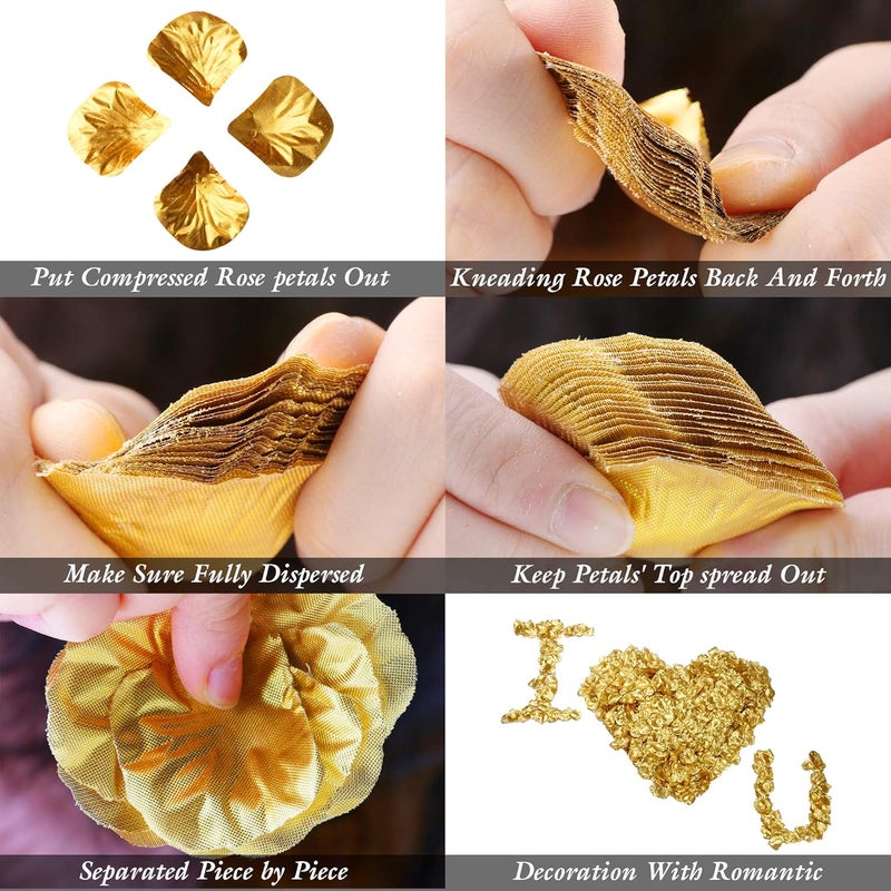 Childom 2000 Pcs Gold Rose Petals, Artificial Flower Petals Silk Rose Petals for Wedding, Romantic Valentines Day Decor for Bedroom,Weddings,Romantic Night,Party, Table, Dining Room - Image 3