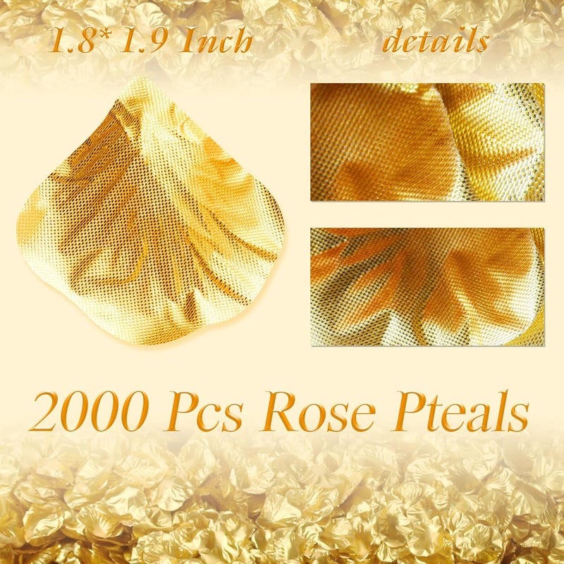 Childom 2000 Pcs Gold Rose Petals, Artificial Flower Petals Silk Rose Petals for Wedding, Romantic Valentines Day Decor for Bedroom,Weddings,Romantic Night,Party, Table, Dining Room - Image 2