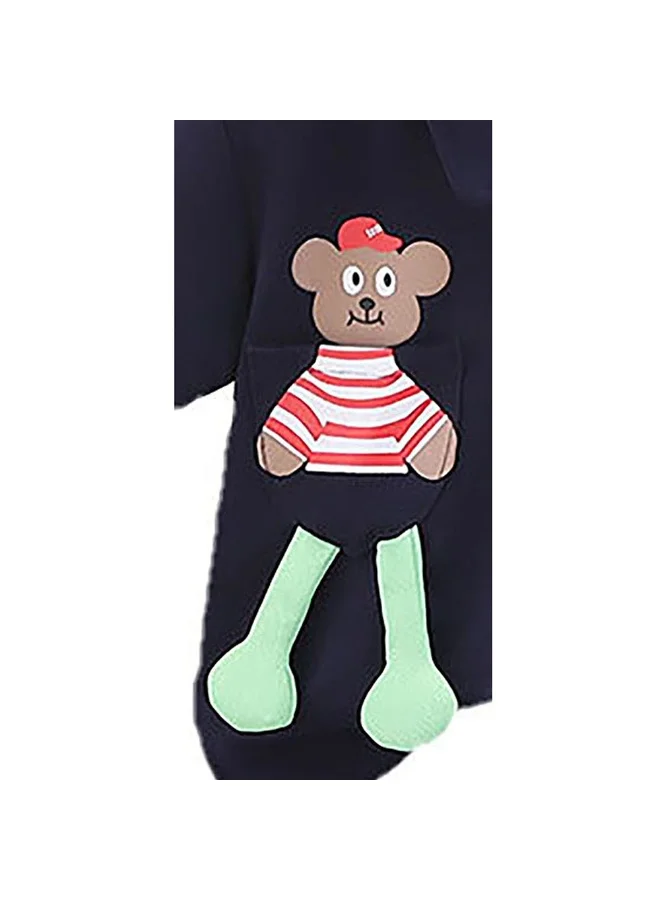 LITTLE SURPRISE BOX Navy Long Legs Teddy 2 Pcs Shorts Set For Toddlers And Kids