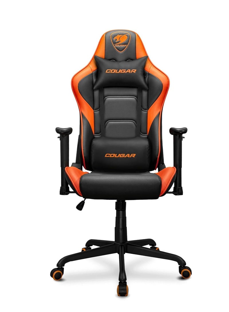 كوجار كرسي ألعاب Cougar Armor Elite – أسود/برتقالي، تصميم مريح، مسند ظهر قابل للإمالة، مساند ذراع 2D، دعم للرأس والظهر، من الجلد الصناعي - Image 1