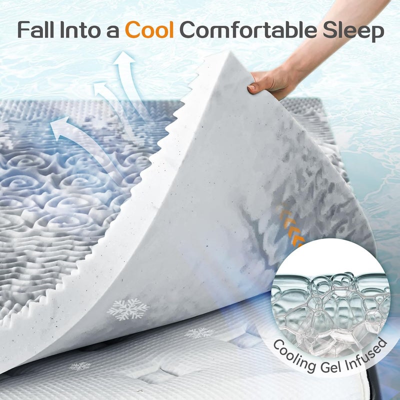 SINWEEK Mattress Topper Memory Foam Mattress Topper 2 Inch Queen Soft Mattress Pad for Pressure Relief, 5-Zone Design, CertiPUR-US Certified, Gray - Image 5