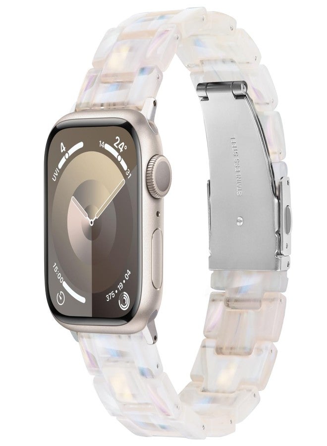 في-مورو سوار V-MORO من الراتنج متوافق مع ساعات أبل (42 مم/41 مم/40 مم/38 مم) وسلسلة iWatch 11/10/9/8/7/6/5/4/3/2/1/SE، سوار أنيق وخفيف الوزن للنساء - أورورا - Image 1