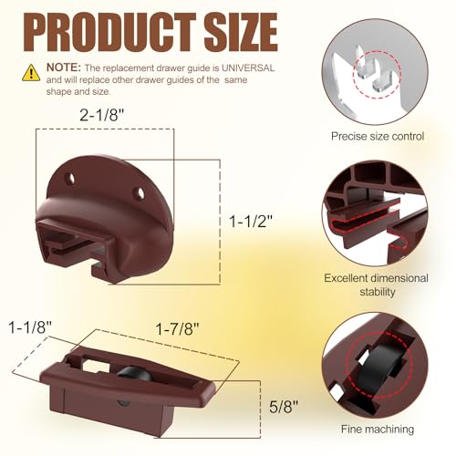 Moestoont Upgrade Rite-Trak II Replacement 5 Set Drawer Guide Kit, Enhanced Commercial Slide Style Drawers Compatible with Rite-Trak II Model #168 with Metal Back Plate and Drawer Stop with Roller - Image 3