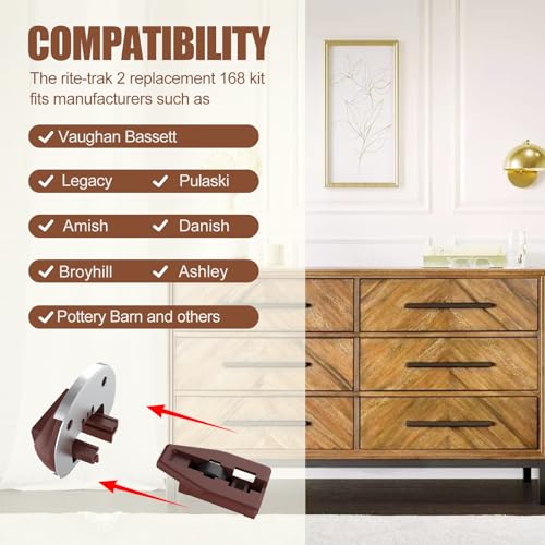 Moestoont Upgrade Rite-Trak II Replacement 5 Set Drawer Guide Kit, Enhanced Commercial Slide Style Drawers Compatible with Rite-Trak II Model #168 with Metal Back Plate and Drawer Stop with Roller - Image 2