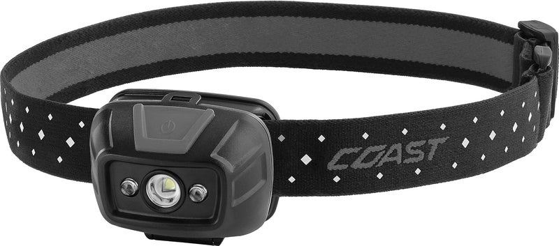 Coast Coast FL19 365 Lumen Dual Color White  Red LED Headlamp Batteries  Hard Hat Clips Included Grey  - Image 1