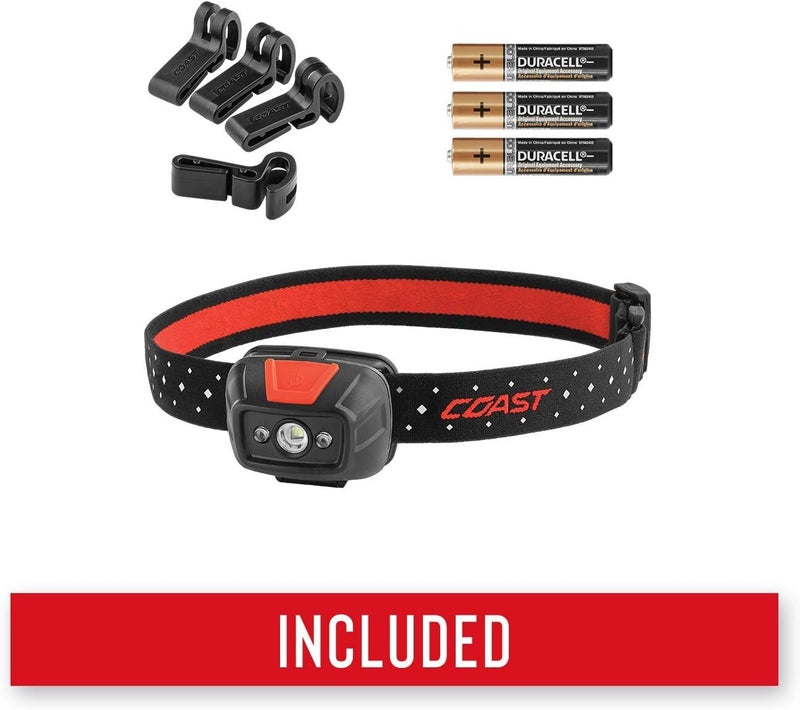 Coast Coast FL19 365 Lumen Dual Color White  Red LED Headlamp Batteries  Hard Hat Clips Included Grey  - Image 5