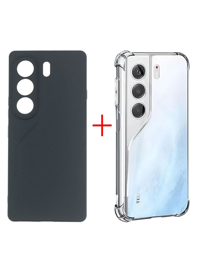ثلاثة نمور for TECNO Camon 40 Pro 5G 2PCs غطاء الحالة الناعمة, حماية مكافحة الانقطاع, مكافحة بصمة الأصابع, دائمة, سهلة التنظيف والتثبيت, حالة واقية متجمدة + شفافة أربعة زاوية مكافحة الانقطاع حالة واقية - Image 1